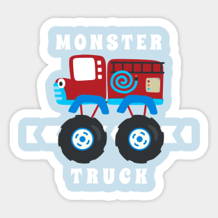 Vector illustration of monster truck with cartoon style Sticker